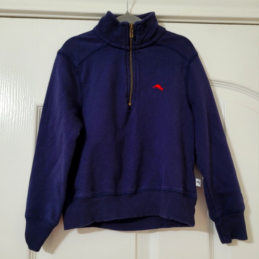 💥3/$24 Tommy Bahama Boys Navy Quarter Zip Preppy‎ Nautical